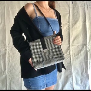 Ralph Lauren Houndstooth Leather Handled Purse